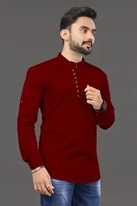 R Creation IRP Men's Pure Cotton Kurta (Medium, Maroon)-thumb1