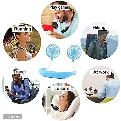 OIB INDIA Hand Free Neck Fan, Rechargeable Mini USB Personal Fan with Strong Airflow Portable Cooling Fan Speed Adjustable-thumb3