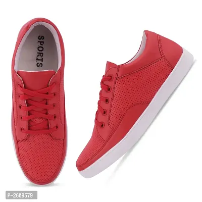 Red Synthetic Leather Casual Shoes-thumb0