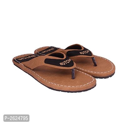 Men's Stylish Beige Synthetic Leather Casual Slipper