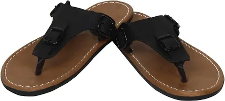 Black Synthetic Leather Slippers For Men-thumb1