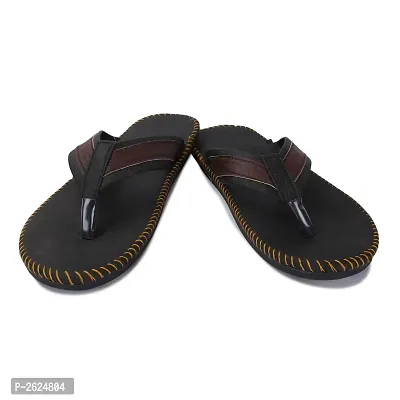 Men's Stylish Brown Synthetic Leather Casual Slipper-thumb2