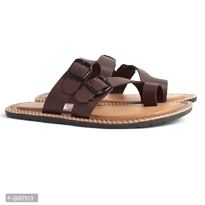 Men's Stylish Brown Synthetic Casual Slipper-thumb2