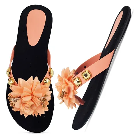 Women's Velvet Stylish Slip on Fancy Flat Slippers