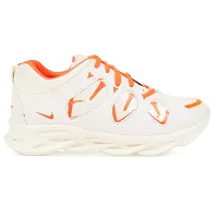 Men's Stylish White Self Design Synthetic Sports Walking Shoes-thumb2