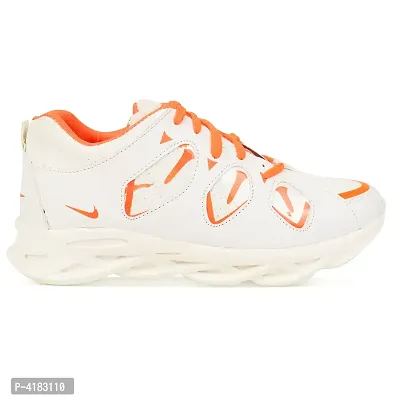 Men's Stylish White Self Design Synthetic Sports Walking Shoes-thumb3