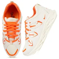 Men's Stylish White Self Design Synthetic Sports Walking Shoes-thumb1