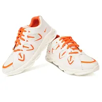 Men's Stylish White Self Design Synthetic Sports Walking Shoes-thumb3