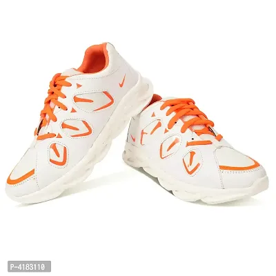 Men's Stylish White Self Design Synthetic Sports Walking Shoes-thumb4