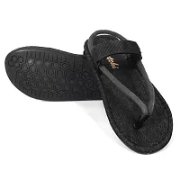 Men's Stylish Black Solid Denim Slip-On Slippers-thumb2