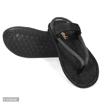 Men's Stylish Black Solid Denim Slip-On Slippers-thumb3