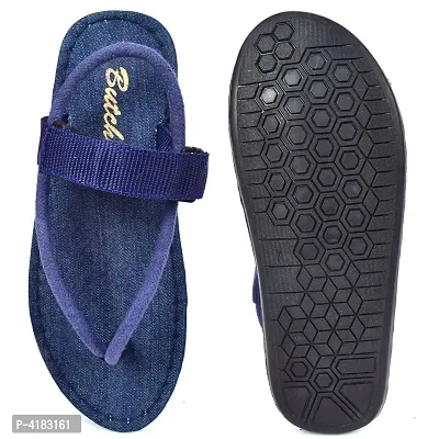 Men's Stylish Blue Solid Denim Slip-On Slippers-thumb5