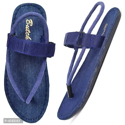 Men's Stylish Blue Solid Denim Slip-On Slippers-thumb2