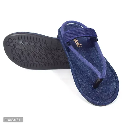 Men's Stylish Blue Solid Denim Slip-On Slippers-thumb4