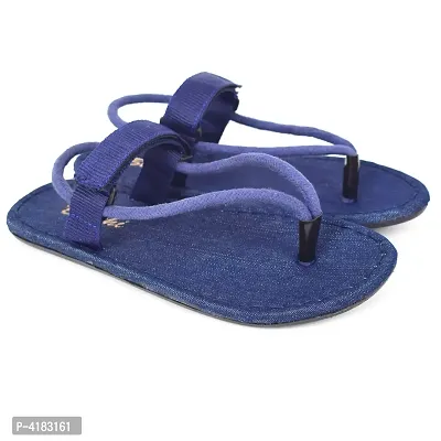 Men's Stylish Blue Solid Denim Slip-On Slippers