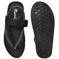 Men's Stylish Black Solid Denim Slip-On Slippers-thumb4