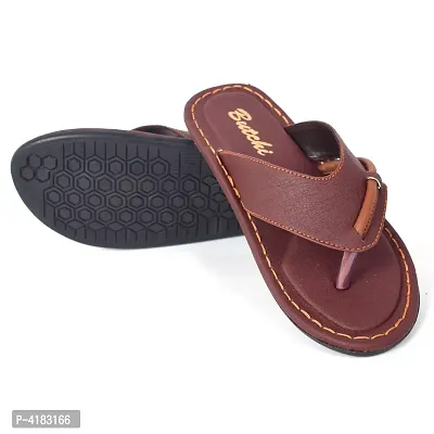 Men's Stylish Brown Solid Synthetic Slip-On Slippers-thumb3