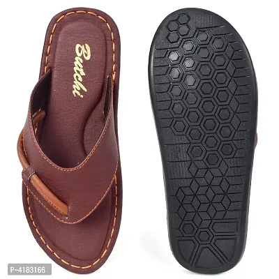 Men's Stylish Brown Solid Synthetic Slip-On Slippers-thumb5