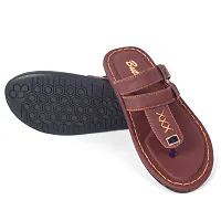 Men's Stylish Brown Solid Synthetic Slip-On Slippers-thumb2