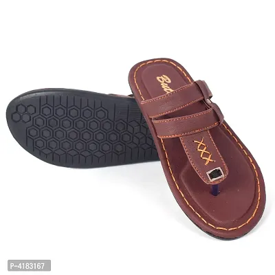 Men's Stylish Brown Solid Synthetic Slip-On Slippers-thumb3