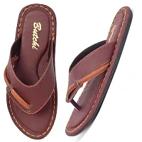 Men's Stylish Brown Solid Synthetic Slip-On Slippers-thumb1
