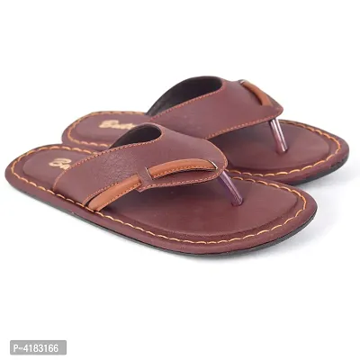 Men's Stylish Brown Solid Synthetic Slip-On Slippers
