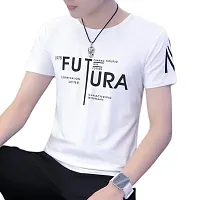 TP THUNDER PLANET Men's Pure Cotton Regular Fit Round Neck Half Sleeve Casual Printed Tshirt (White)(Combo W.Futura + B.Triangle Half)(Pack of 2)-thumb1