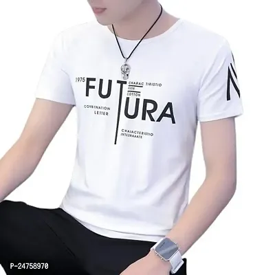 TP THUNDER PLANET Men's Pure Cotton Regular Fit Round Neck Half Sleeve Casual Printed Tshirt (White)(Combo W.Futura + B.Triangle Half)(Pack of 2)-thumb2