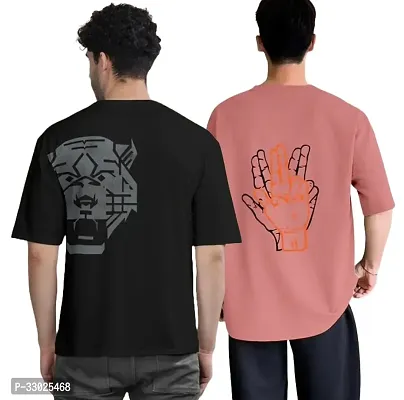 Comfortable Multicoloured Cotton Blend Tees For Men Pack Of 2-thumb0