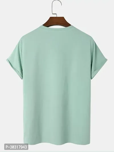 Stylish Green Cotton Blend Printed Round Neck Tees For Men-thumb2