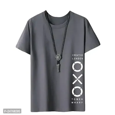 TP THUNDER PLANET Men's Pure Cotton Regular Fit Round Neck Half Sleeve Casual Printed Tshirt (Black)(OXO Black Half_L)