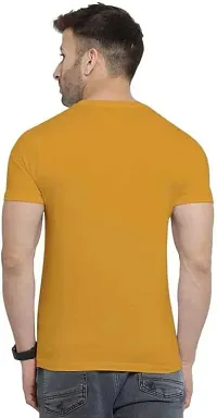 TP THUNDER PLANET Men's Pure Cotton Regular Fit Round Neck Half Sleeve Casual Solid Tshirt (Gold)(Solid Musatrd Half_L)-thumb1