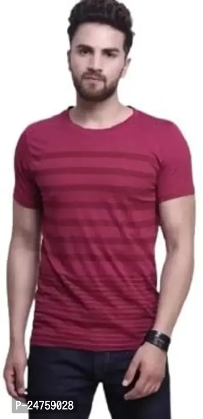 TP THUNDER PLANET Men's Pure Cotton Regular Fit Round Neck Half Sleeve Casual Typography Tshirt (Maroon)(Combo Gry.WB + Marron Stripe Half)(Pack of 2)-thumb4