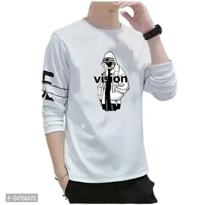 TP THUNDER PLANET Men's Pure Cotton Regular Fit Round Neck Full Sleeve Casual Printed Tshirt (Black, L)(Black Vision Full_L)-thumb0