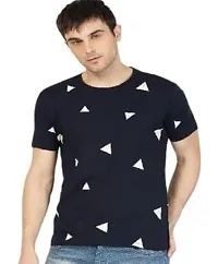 TP THUNDER PLANET Men's Pure Cotton Regular Fit Round Neck Half Sleeve Casual Graphic Print Tshirt (Dark Blue)(Combo N.Triangle + B.Helmat Half)(Pack of 2)-thumb2