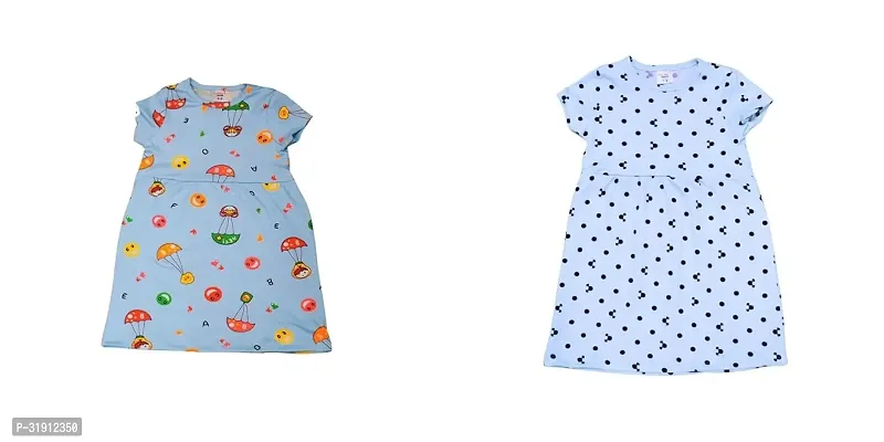 Stylish Multicoloured Cotton Printed Frocks For Girl Pack Of 2-thumb0