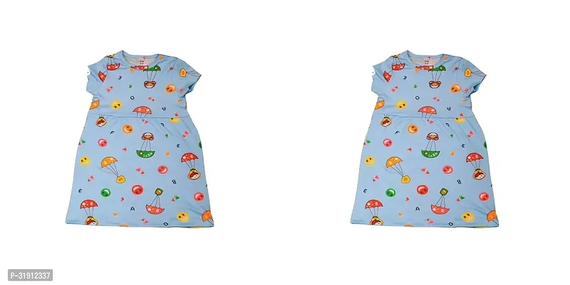 Stylish Blue Cotton Printed Frocks For Girl Pack Of 2