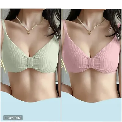 Stylish Cotton Blend Bra For Women Pack Of 2-thumb0