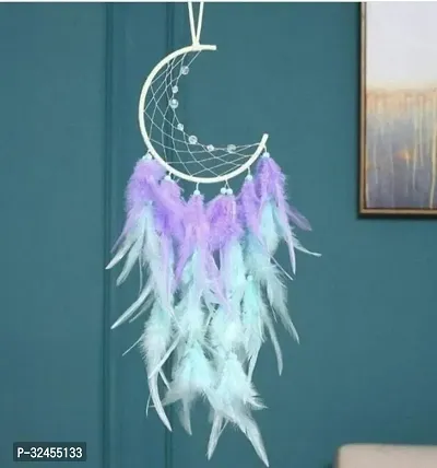 Stylish Crescent Moon Dream Catcher for Room Decor (25 inch, Purple)