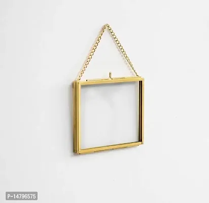 IAC Crafteriaaa Home Decor Glass and Metal Hanging Picture Frame with 2 Sides Glass, with hanging chain (4times;4 inches-thumb0