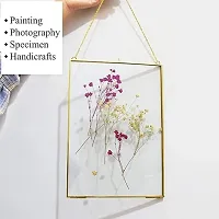 IAC Crafteriaaa Home Decor Glass and Metal Hanging Picture Frame with 2 Sides Glass, with hanging chain (8times;6 inches, Golden)-thumb2