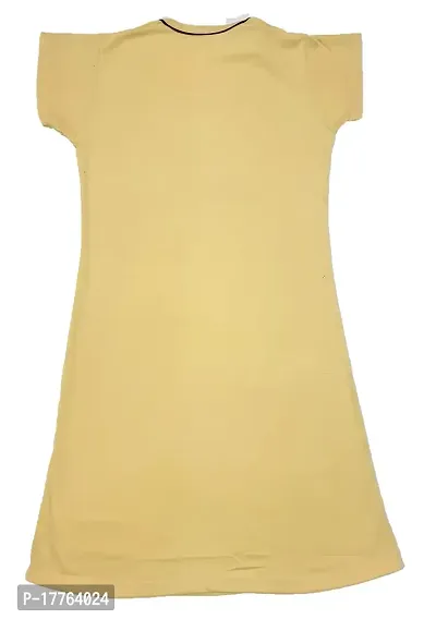 Tuck N Go Women's Cotton Nightgown Sleepwear Knee Length Short Sleeves Shirt Casual Print Sleepdress with Pocket | Soft Sleepshirt for Ladies  Girls Beige-thumb4