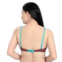 Tuck N Go Womenrsquo;s Cotton Non-Padded Non-Wired Bra | Single Hook Dual Colour Regular Bra for Ladies  Girls (Pack of 2)-thumb4