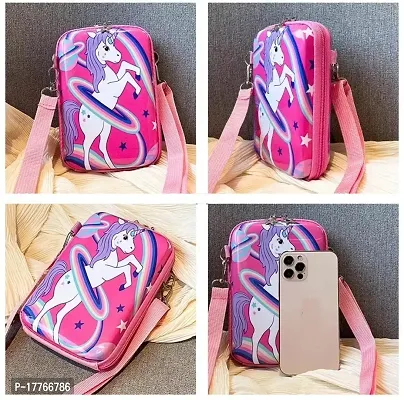 Joy Stories? Stylish Unicorn Print Sling Box Bag For Girls  Women with Detachable Shoulder Strap and Convertible into Cosmetic Box Bag, Multipurpose Organizer Hard Cover Pouch (Pink)-thumb3