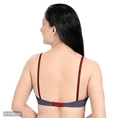 Tuck N Go Women?s Cotton Non-Padded Non-Wired Bra | Single Hook Dual Colour Regular Bra for Ladies  Girls (Pack of 2)-thumb5