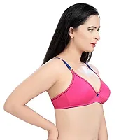 Tuck N Go Womenrsquo;s Cotton Non-Padded Non-Wired Bra | Single Hook Dual Colour Regular Bra for Ladies  Girls (Pack of 2)-thumb3