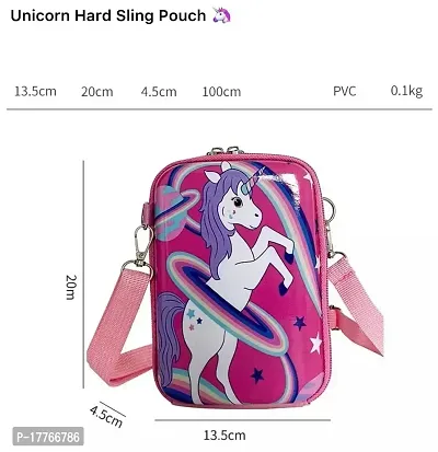 Joy Stories? Stylish Unicorn Print Sling Box Bag For Girls  Women with Detachable Shoulder Strap and Convertible into Cosmetic Box Bag, Multipurpose Organizer Hard Cover Pouch (Pink)-thumb2