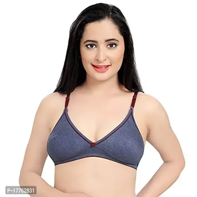 Tuck N Go Women?s Cotton Non-Padded Non-Wired Bra | Single Hook Dual Colour Regular Bra for Ladies  Girls (Pack of 2)-thumb3