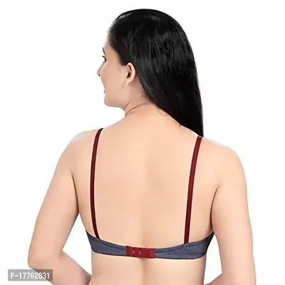 Tuck N Go Women?s Cotton Non-Padded Non-Wired Bra | Single Hook Dual Colour Regular Bra for Ladies  Girls (Pack of 2)-thumb2