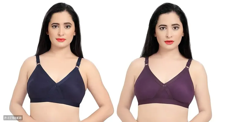 Tuck N Go Full Coverage Bra for Women| Non-Padded Non-Wired Double Layer Shaper Bras for Ladies  Girls (Pack of 2)-thumb0